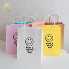 26cm Height Coated Yellow Paper Gift Bags Reusable With Smile Face